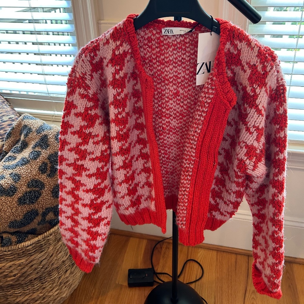 Zara Vibrant Red and Pink Cardigan